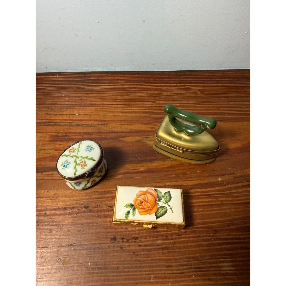 Bundle of Antique Porcelain Pill Boxes - Including 2 Hand-Painted Limoges EUC